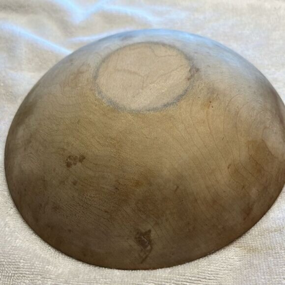 Vintage Wooden Bowl 8" Diameter Handcrafted Rustic Decor - Picture 2 of 5